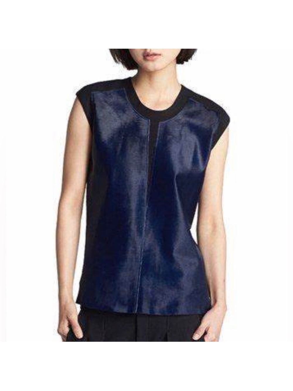 🎉 SALE NWT *RARE* Helmut Lang Black & Navy Purple w/Real Calf Hair & Black Wool